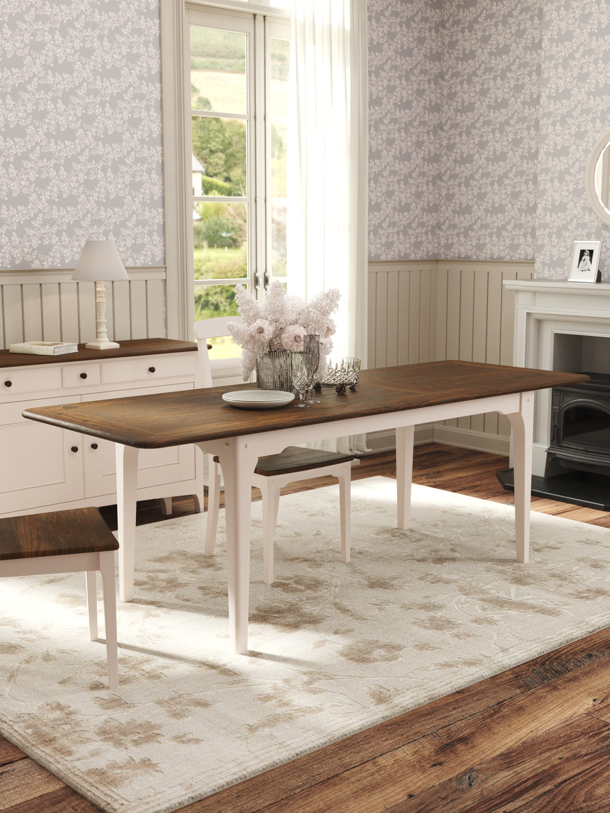 Soft Truffle Dark Chestnut Hapton 6-8 Seater Extending Dining Table
