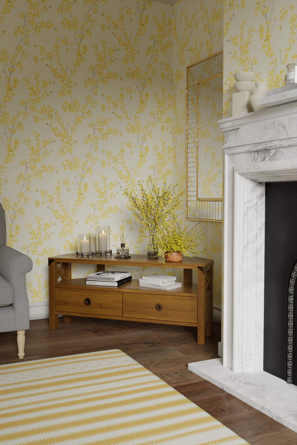 Balmoral kampinis TV staliukas su 2 stalčiais