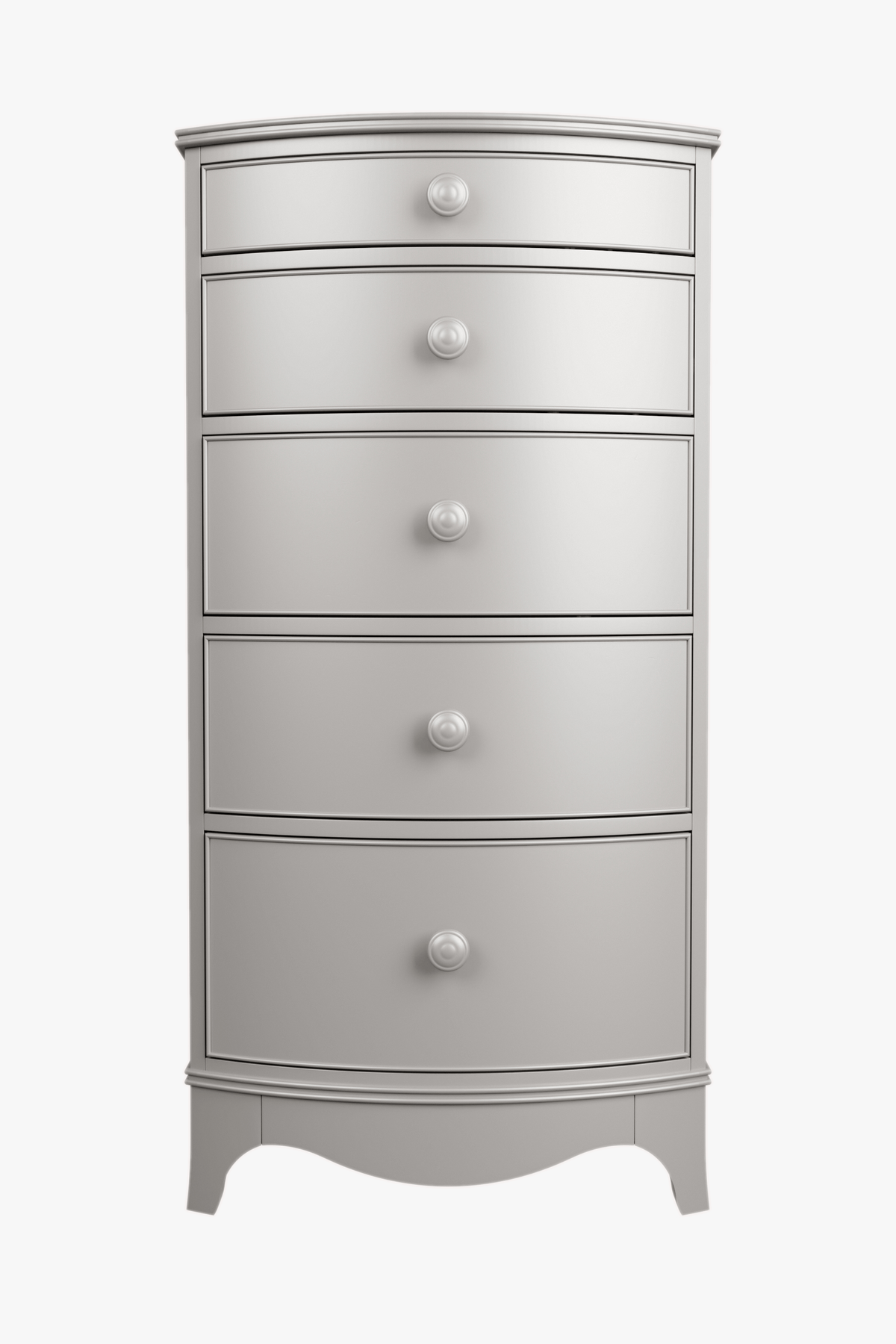 Broughton aukšta komoda su 5 stalčiais