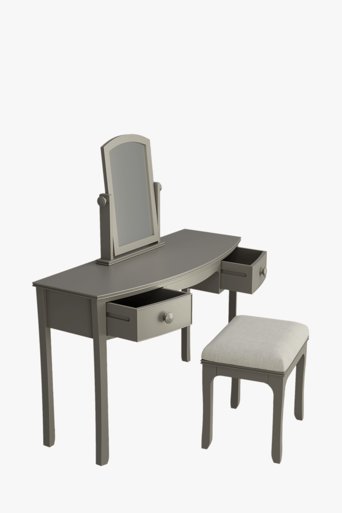 Broughton kosmetinio staliuko su 2 stalčiais, kėdės ir veidrodžio komplektas