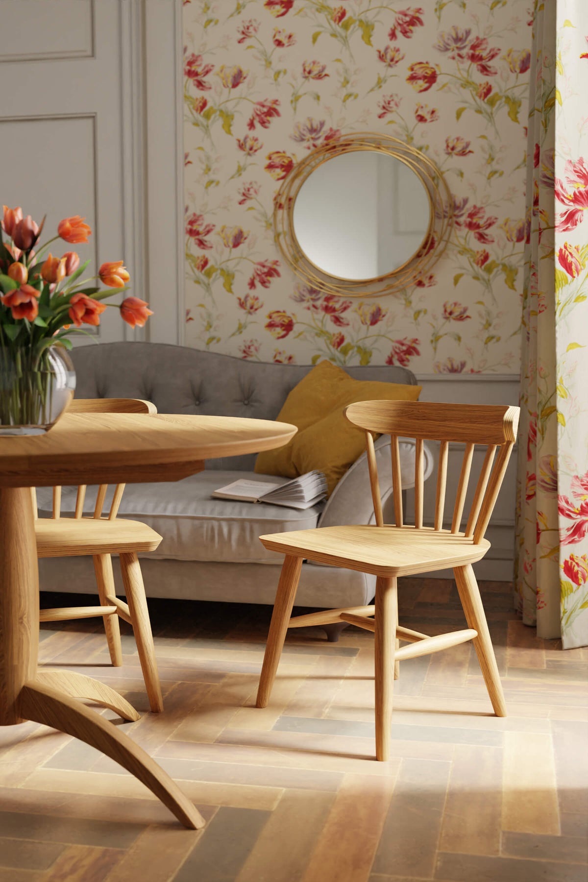 Brecon valgomojo kėdžių pora su medine sėdyne