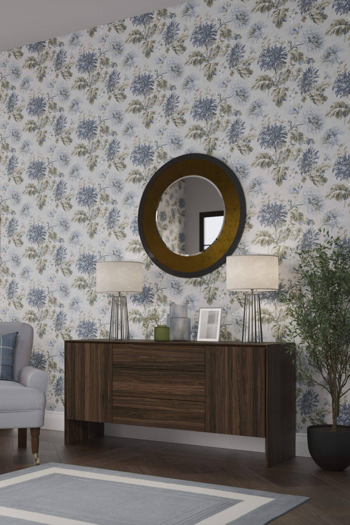 Ammanford 2 durų komoda su 3 stalčiais