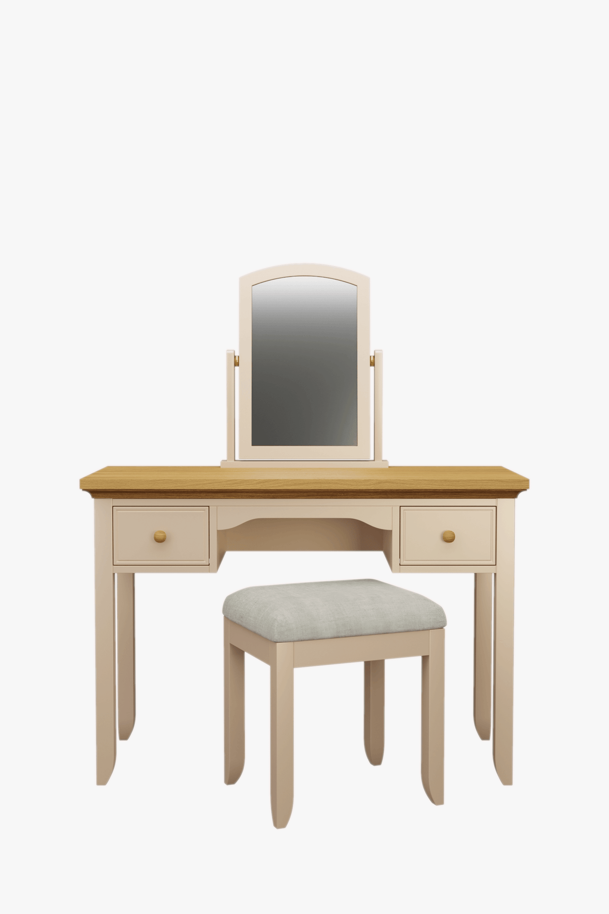 Oakham kosmetinio staliuko su 2 stalčiais, kėdės ir veidrodžio komplektas
