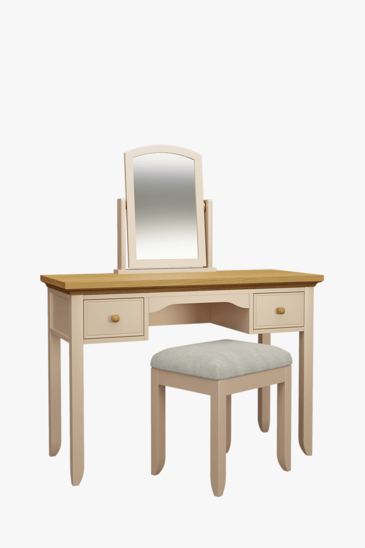 Oakham kosmetinio staliuko su 2 stalčiais, kėdės ir veidrodžio komplektas