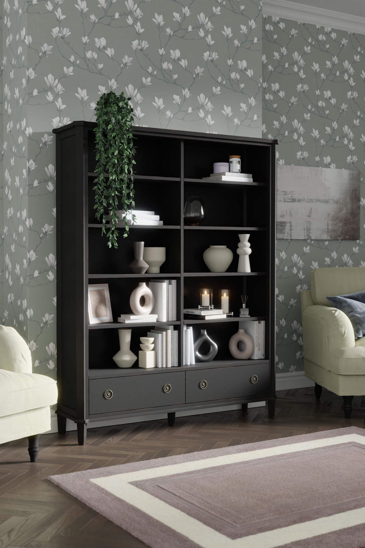 Henshaw 2 Drawer Double Bookcase