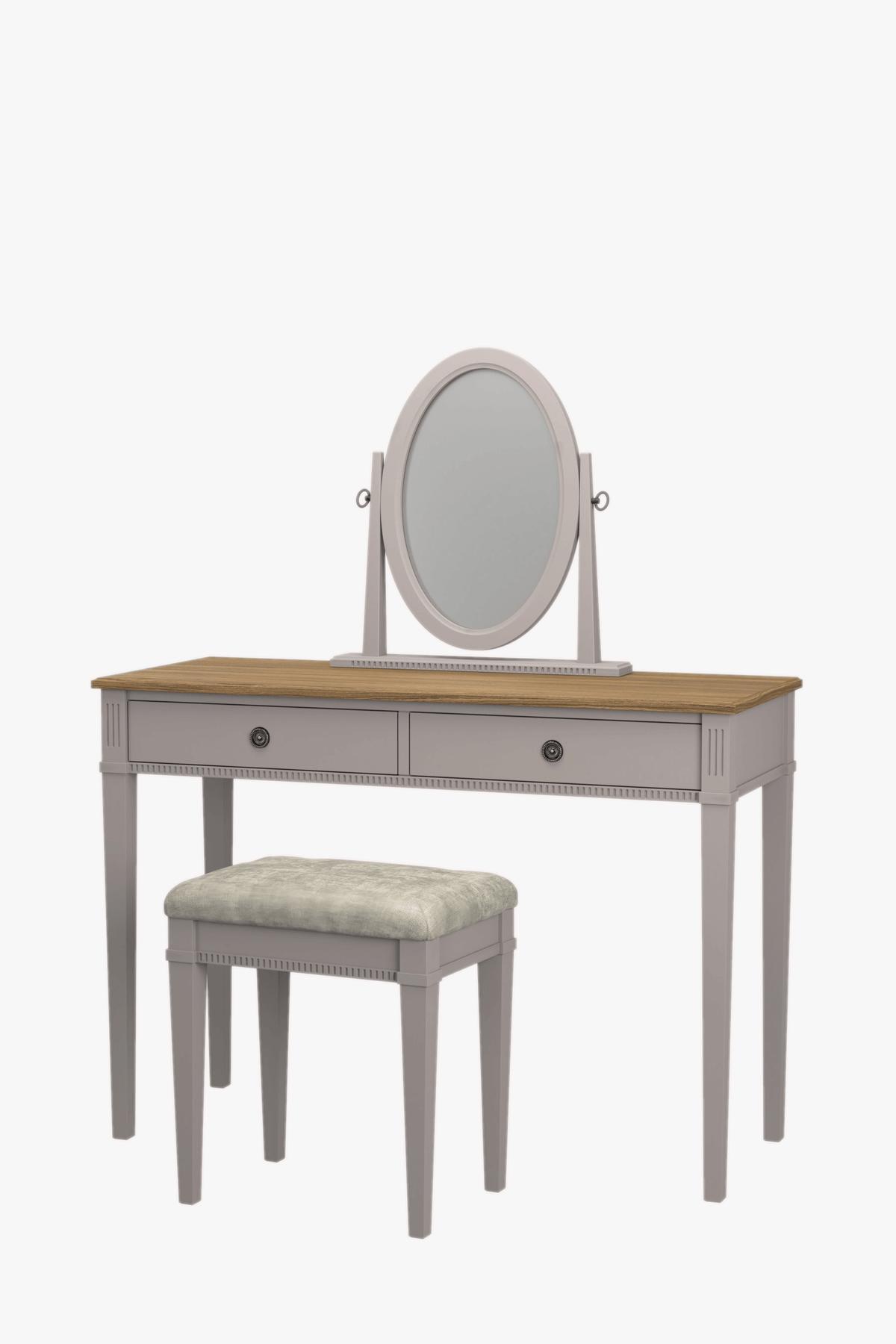 Eleanor 2 Drawer Dressing Table, Stool & Mirror Set
