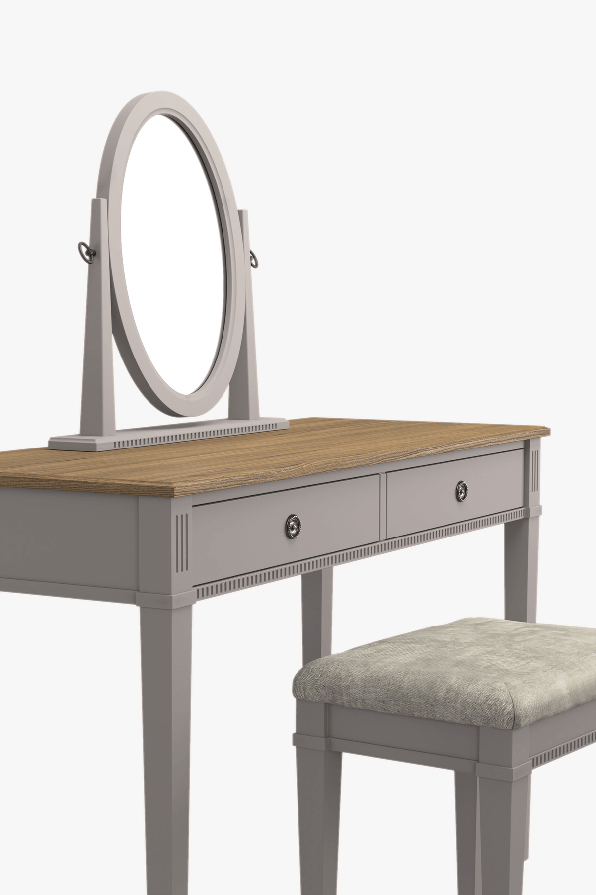 Eleanor 2 Drawer Dressing Table, Stool & Mirror Set
