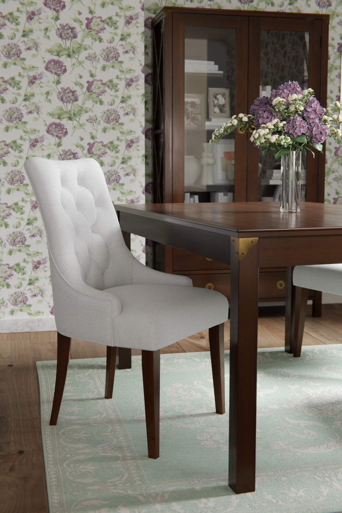 Redshaw Pair of Dining Chairs in Silver Chenille